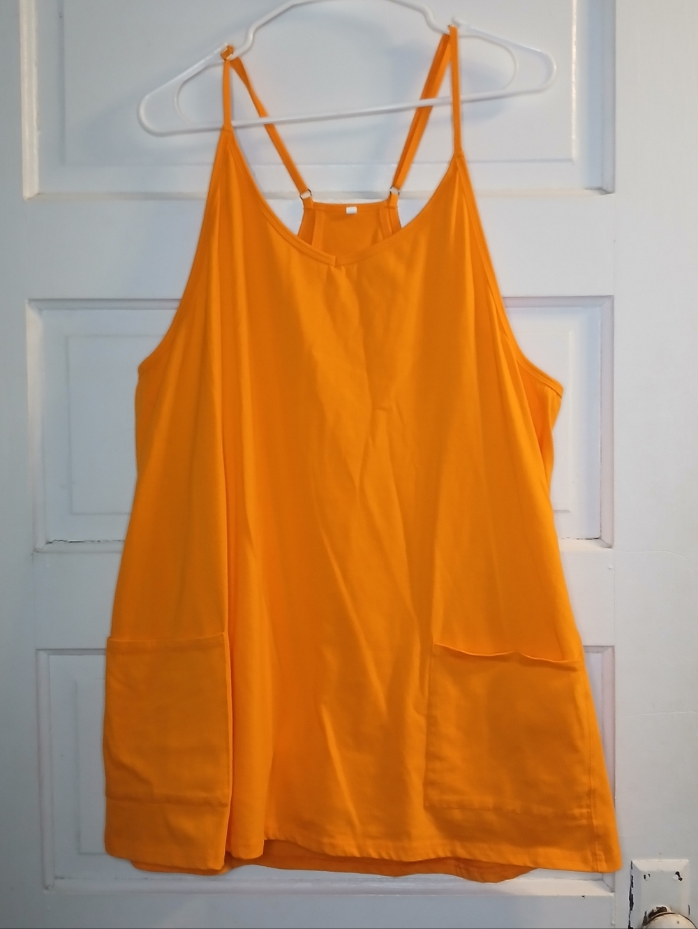 Women’s Orange Athletic Romper Dress Built In Shorts Pockets Size L Tennis Golf
